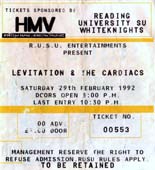 Reading University 29/02/92 Ticket